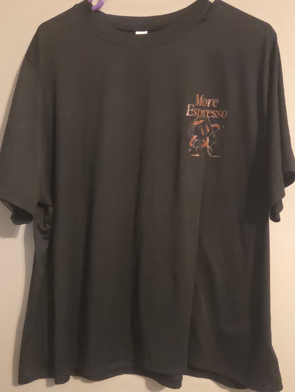 SHEIN Black Short Sleeve 'More Espresso' Graphic Tee with Orange Accent